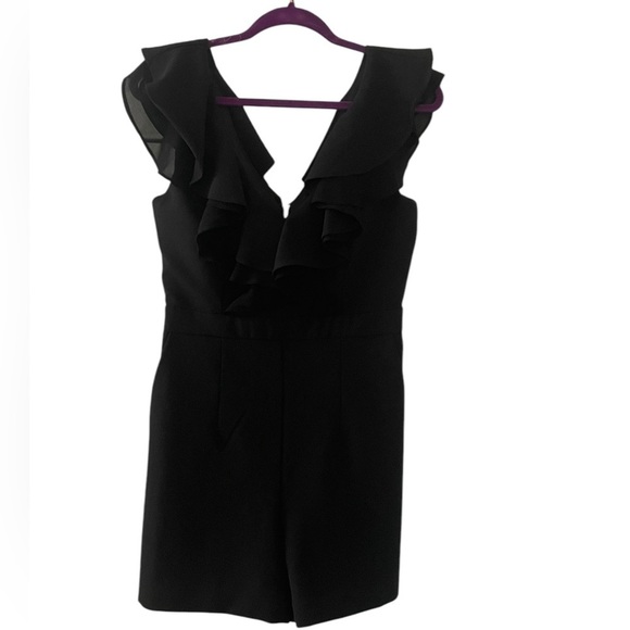 Bardot Black Ruffle V-neck Romper Size 6​​​ - Picture 2 of 9